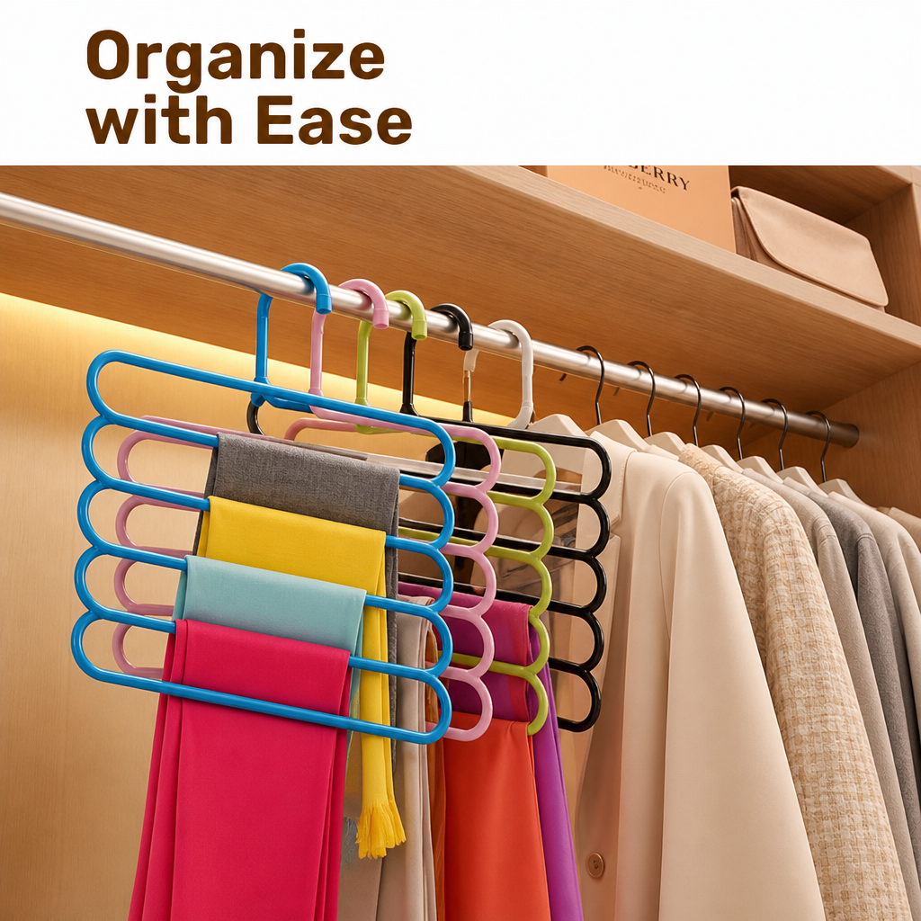5-in-1 Space-Saving Hangers (Set Of 2 Pcs)